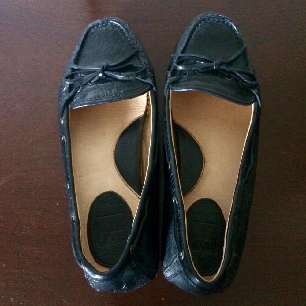 FRYE Leather Moccasin-Style Slip-On Shoes (Black)